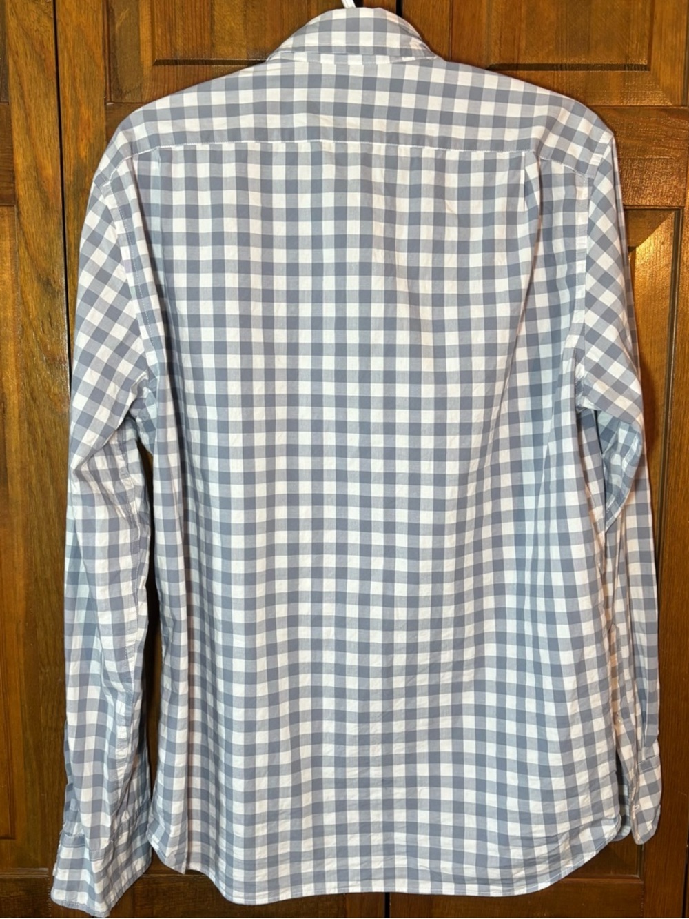 J. Crew Men's Light Blue and White Gingham Button-Down Shirt - Picture 8 of 8